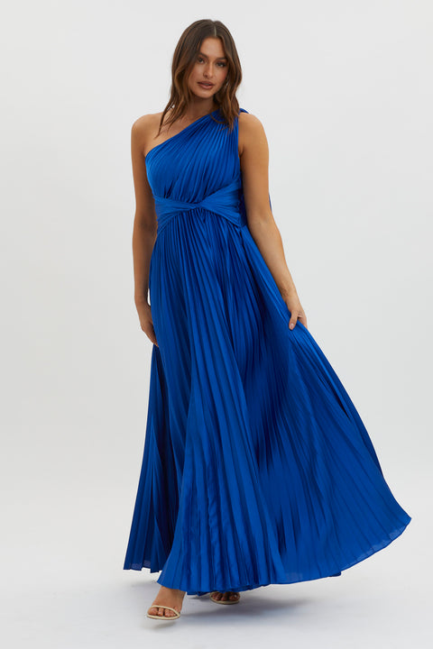 Laxmi Accordion Pleat Maxi Dress Royal Blue– Selfie Leslie