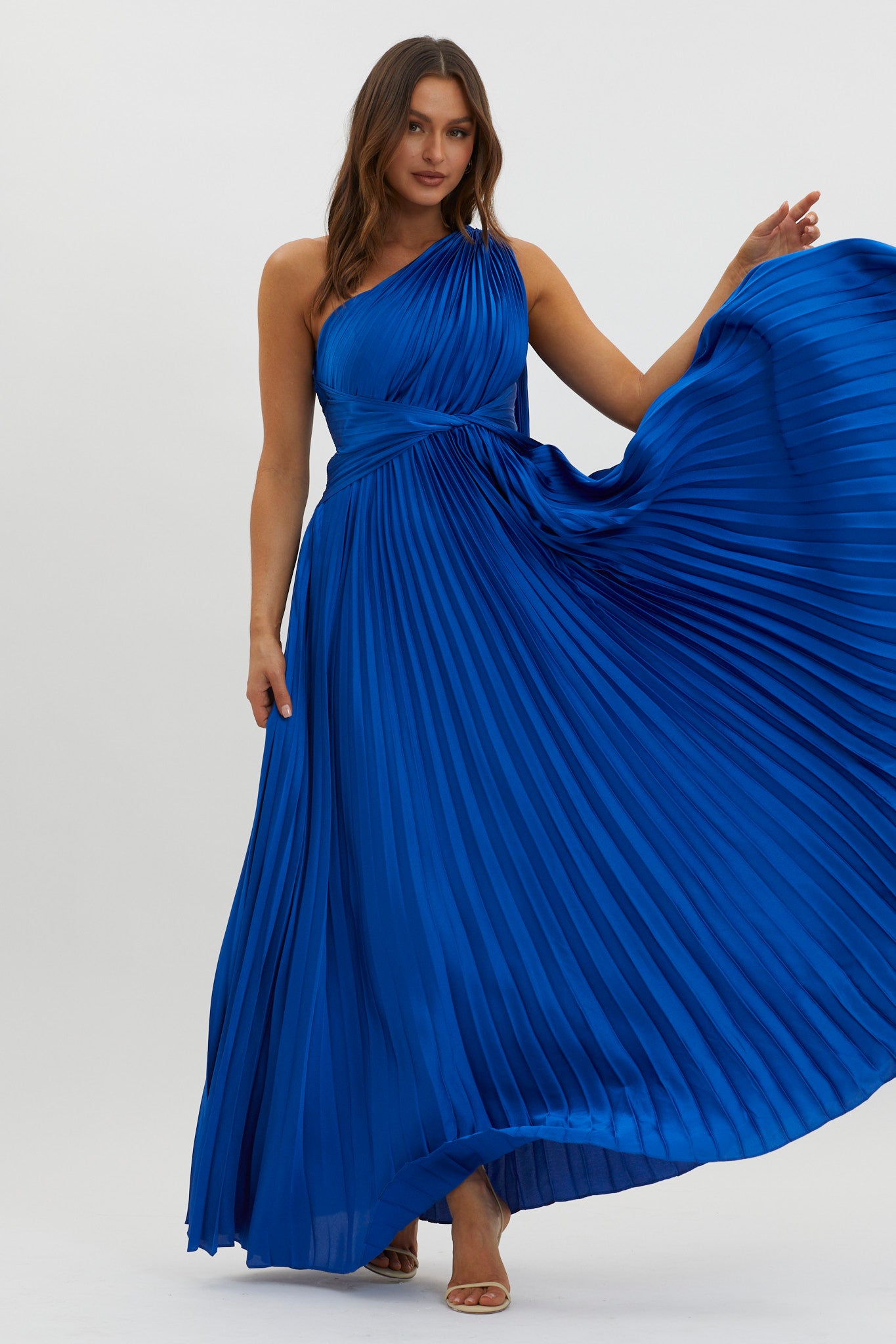 Laxmi Accordion Pleat Maxi Dress Royal Blue by Selfie Leslie