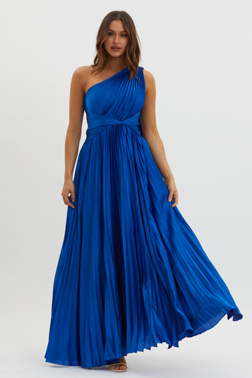 Shop the Laxmi Accordion Pleat Maxi Dress Royal Blue | Selfie Leslie