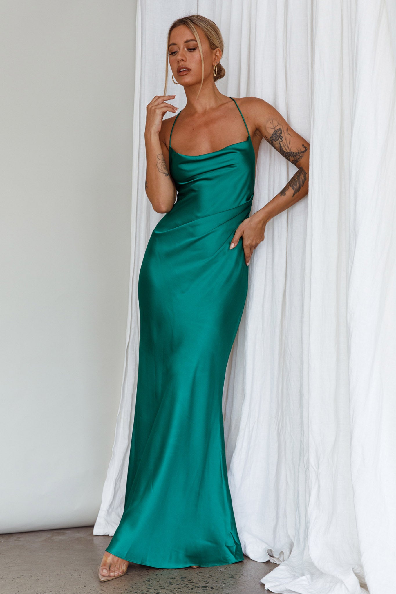 Palma Low Back Strappy Maxi Dress Emerald– Selfie Leslie
