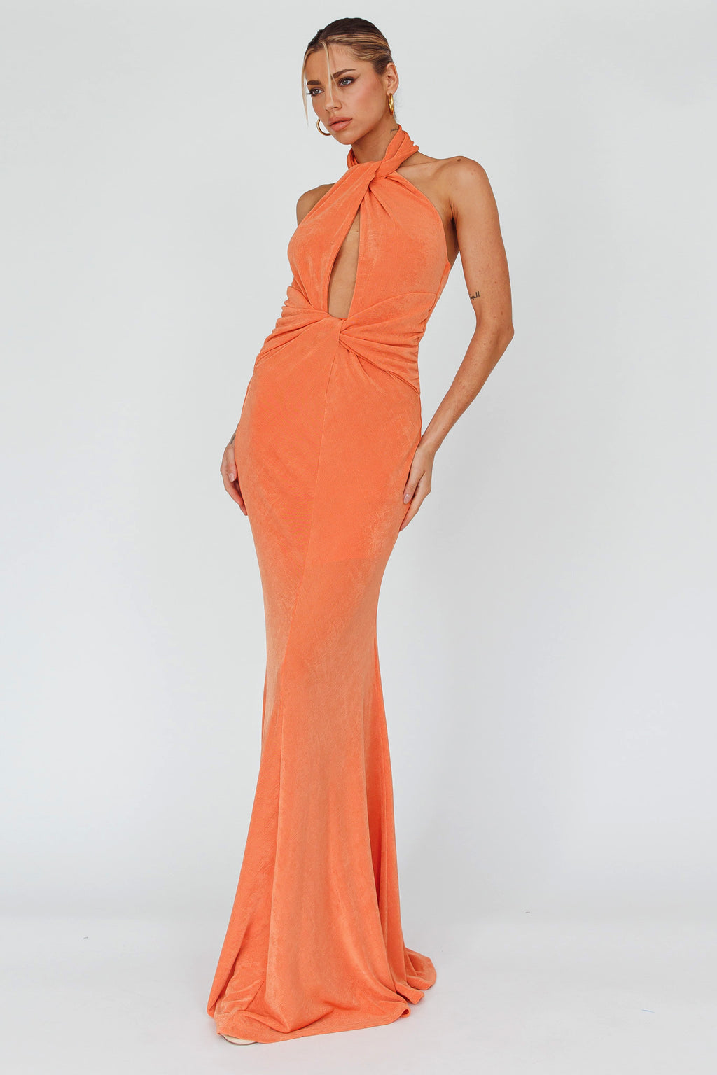 Ileana Twist Bodice Maxi Dress Orange by Selfie Leslie