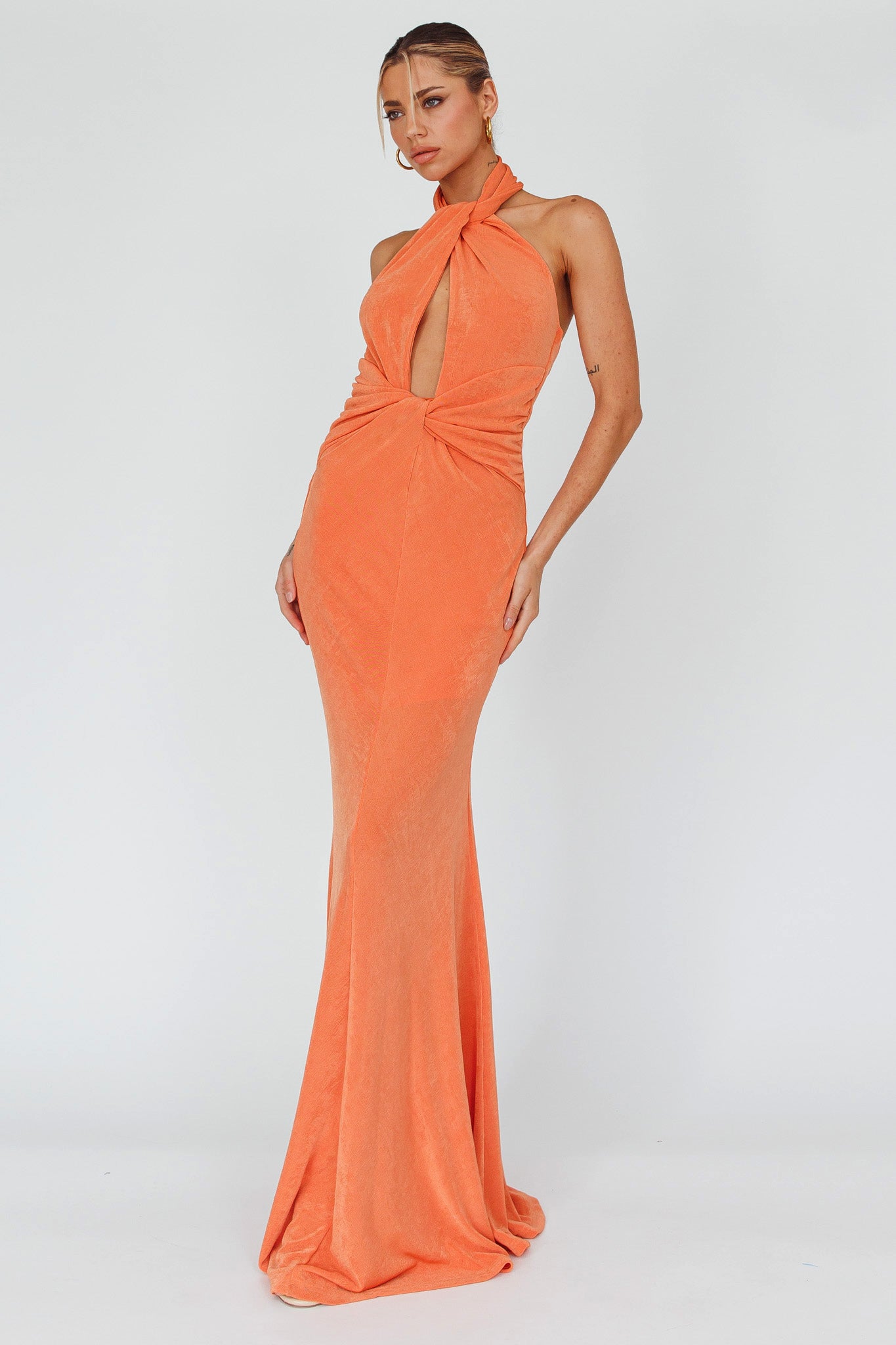 Ileana Twist Bodice Maxi Dress Orange by Selfie Leslie