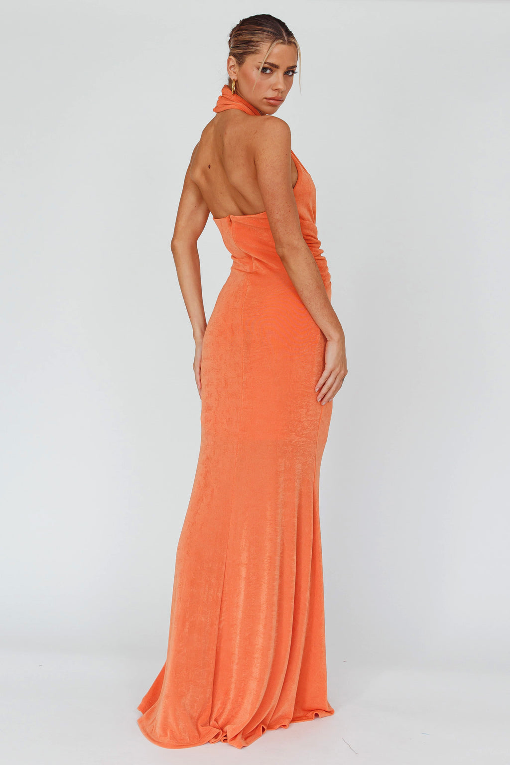Ileana Twist Bodice Maxi Dress Orange by Selfie Leslie
