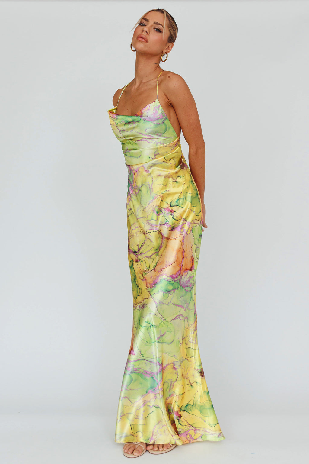 Bailey Strappy Chain Back Maxi Dress Lime by Selfie Leslie