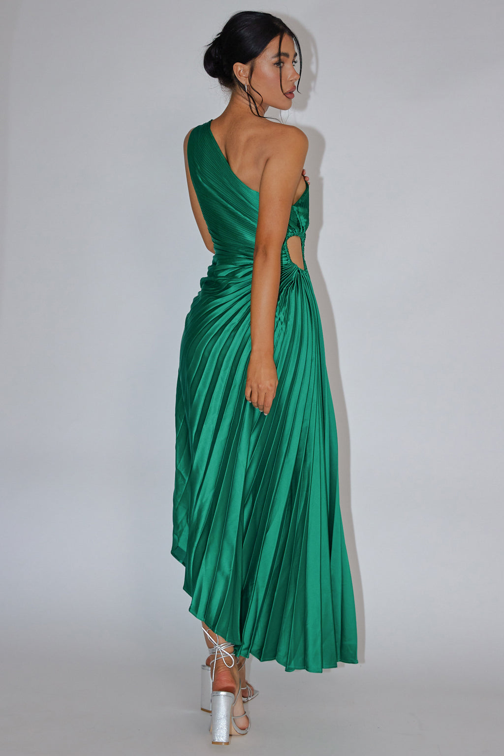Brooklynn One-Shoulder Accordion Pleat Kelly Green by Selfie Leslie