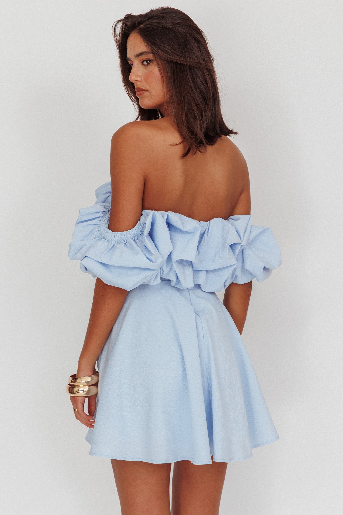 Kailynn Off-Shoulder A-Line Mini Dress Blue - L Kailynn Off-Shoulder A-Line Mini Dress Blue - L