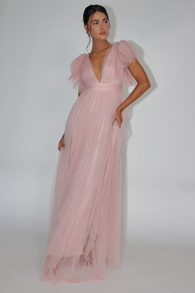 Sending Love To You Floral Patchwork Tulle Pleated Maxi Dress