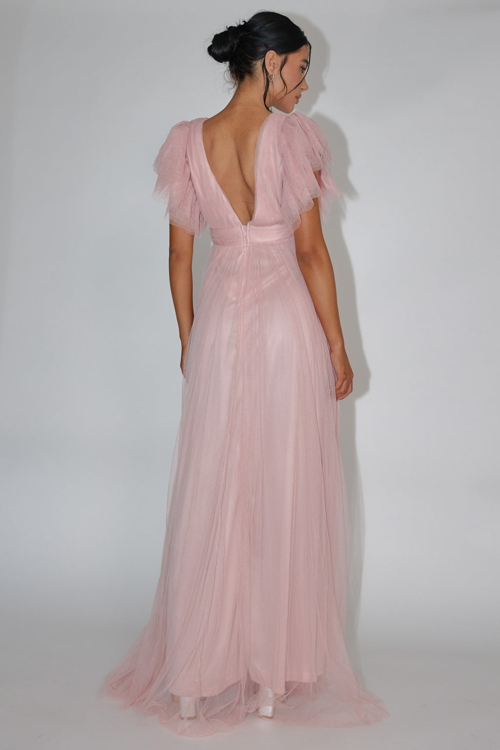 Heaven's Love Deep V-Neck Tulle Maxi Dress Blush by Selfie Leslie