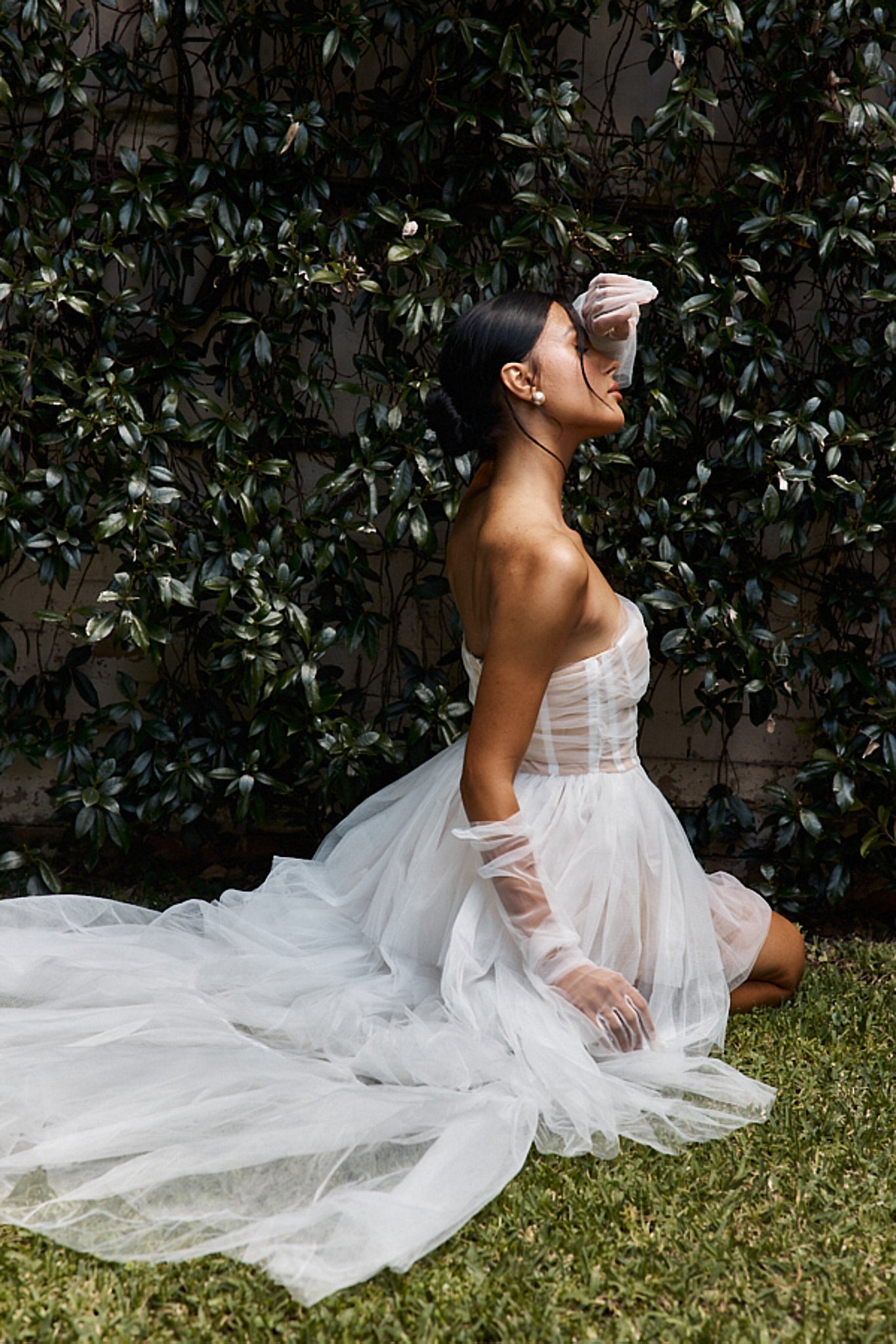 Trinni Layered Mesh High-Low Dress White/Nude by Selfie Leslie