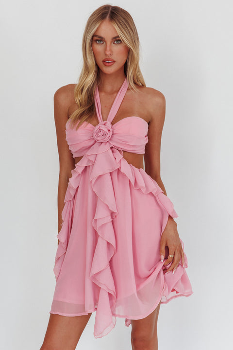 selfie leslie santiago cut out ruffle maxi dress Santiago Cut-Out Ruffle Mini Dress Blush