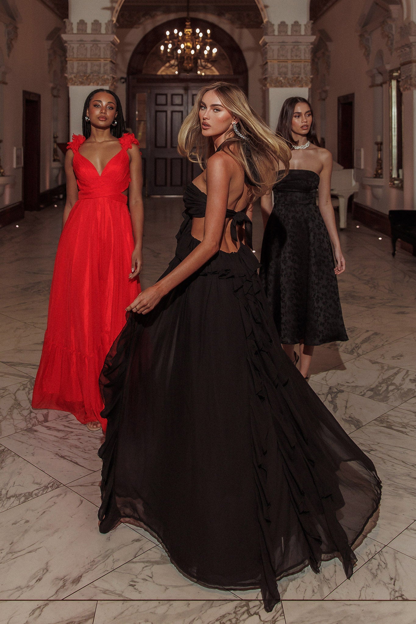 Santiago Cut-Out Ruffle Maxi Dress Black Selfie Leslie Santiago Cut-Out Ruffle Maxi Dress Black Selfie Leslie