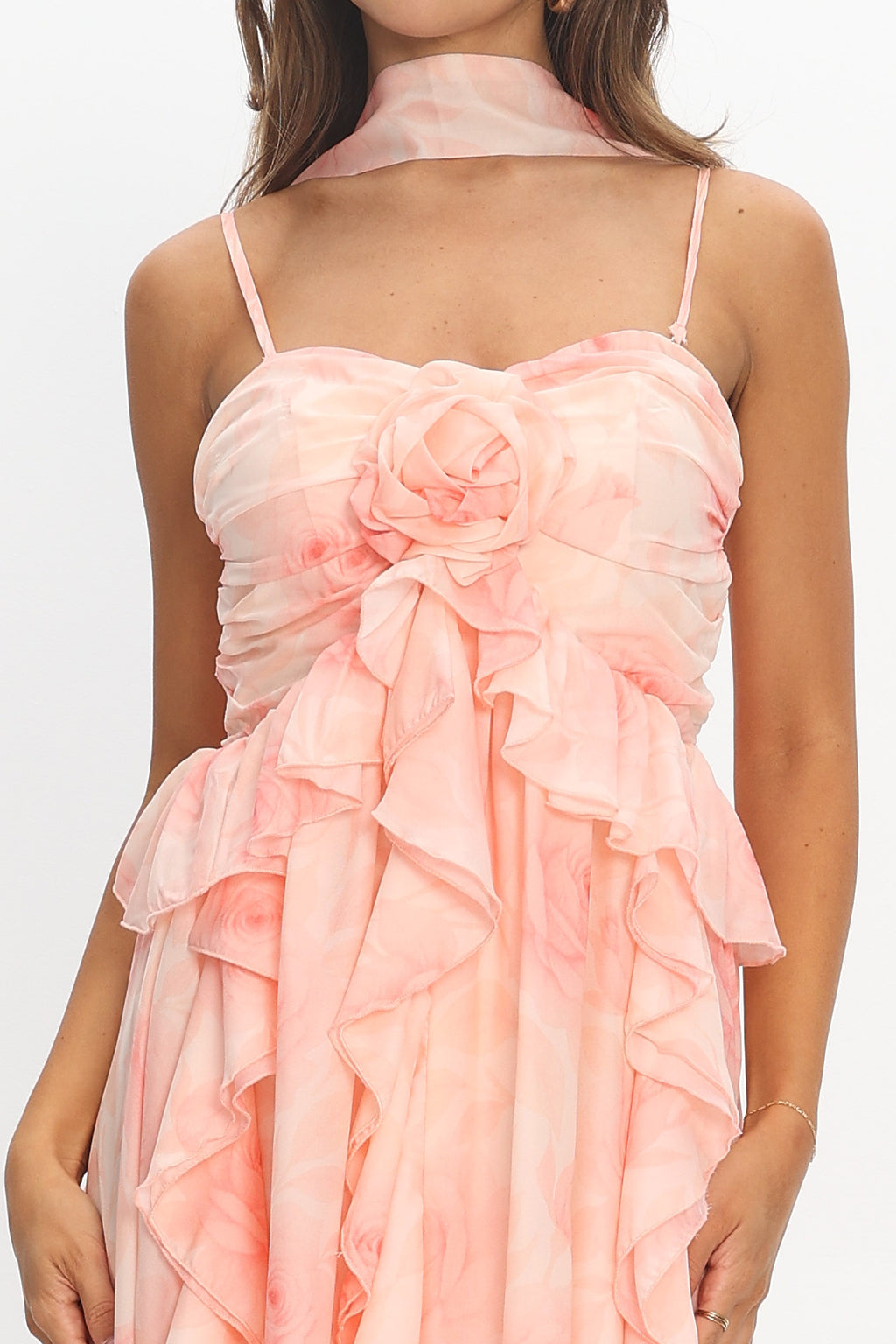 Isola Ruffle Halter Maxi Dress Floral