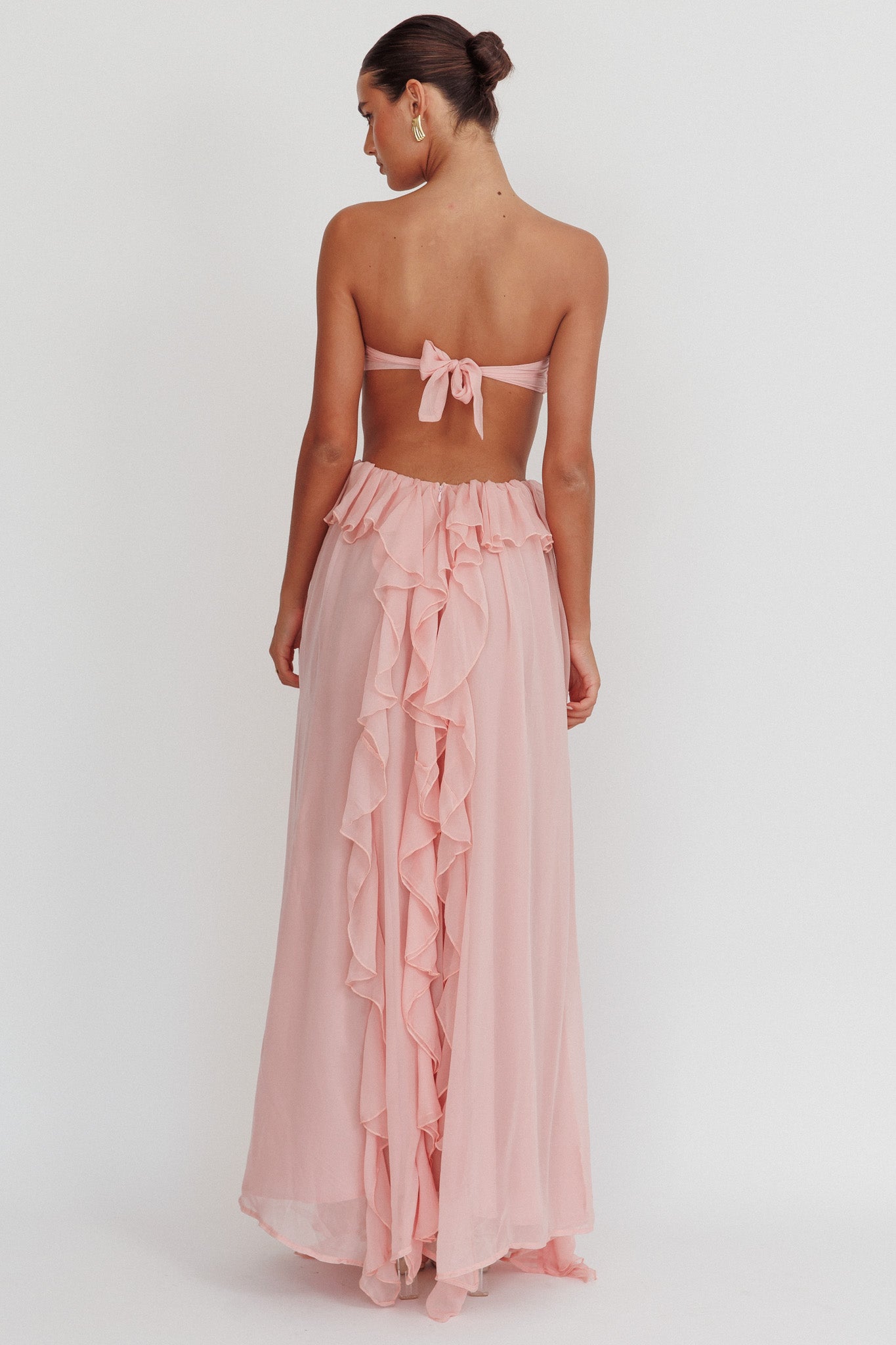 Shop the Santiago Cut-Out Ruffle Maxi Dress Blush