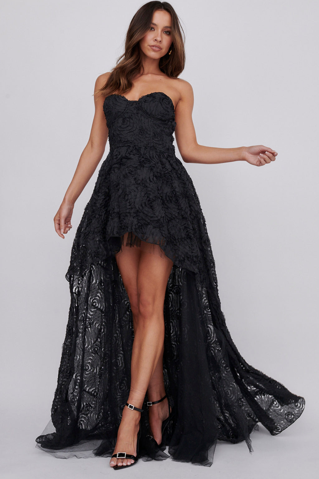 Jeannie High-Low Embellished Mini Dress Black by Selfie Leslie