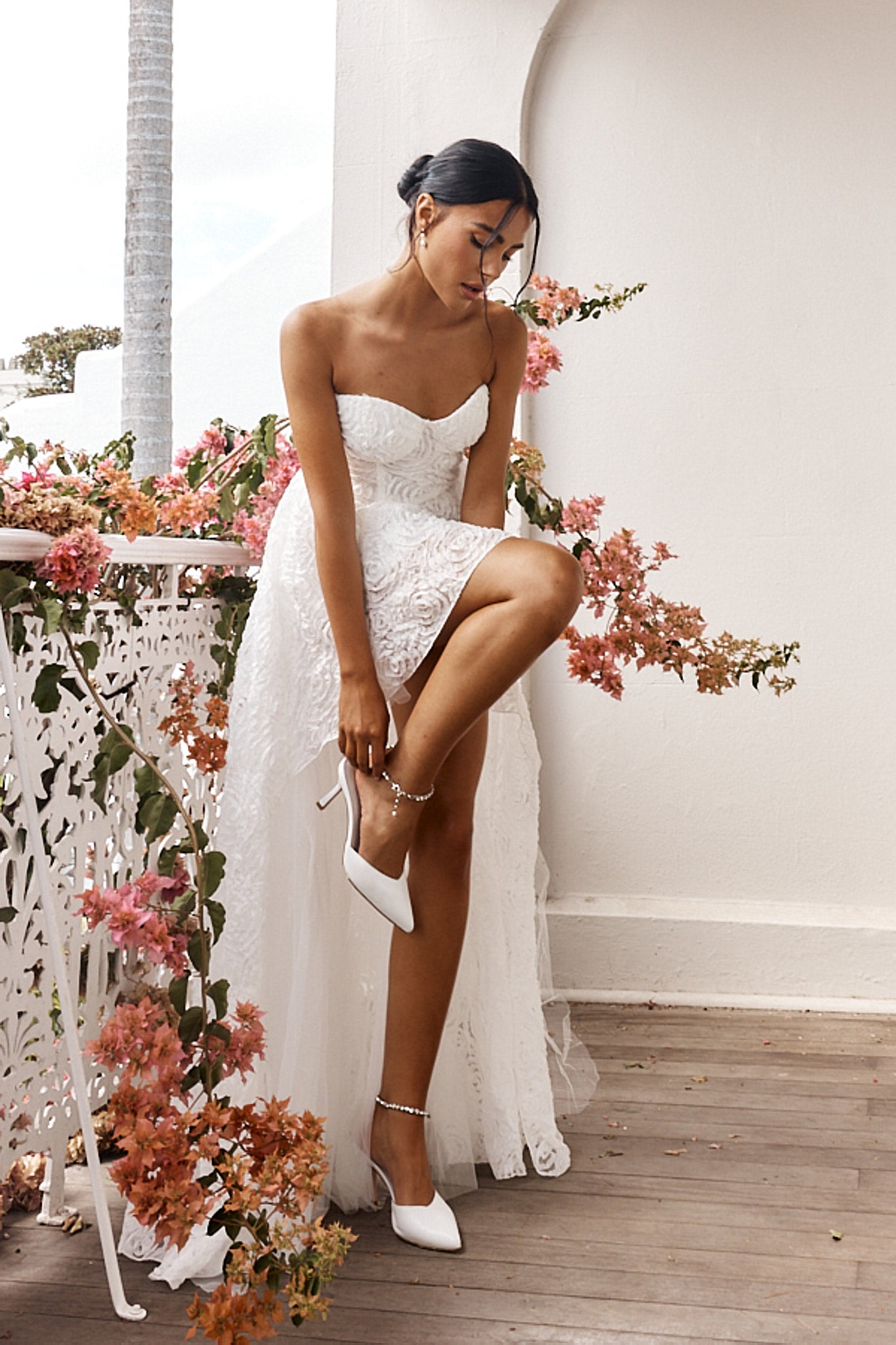 Jeannie High-Low Embellished Mini Dress White by Selfie Leslie