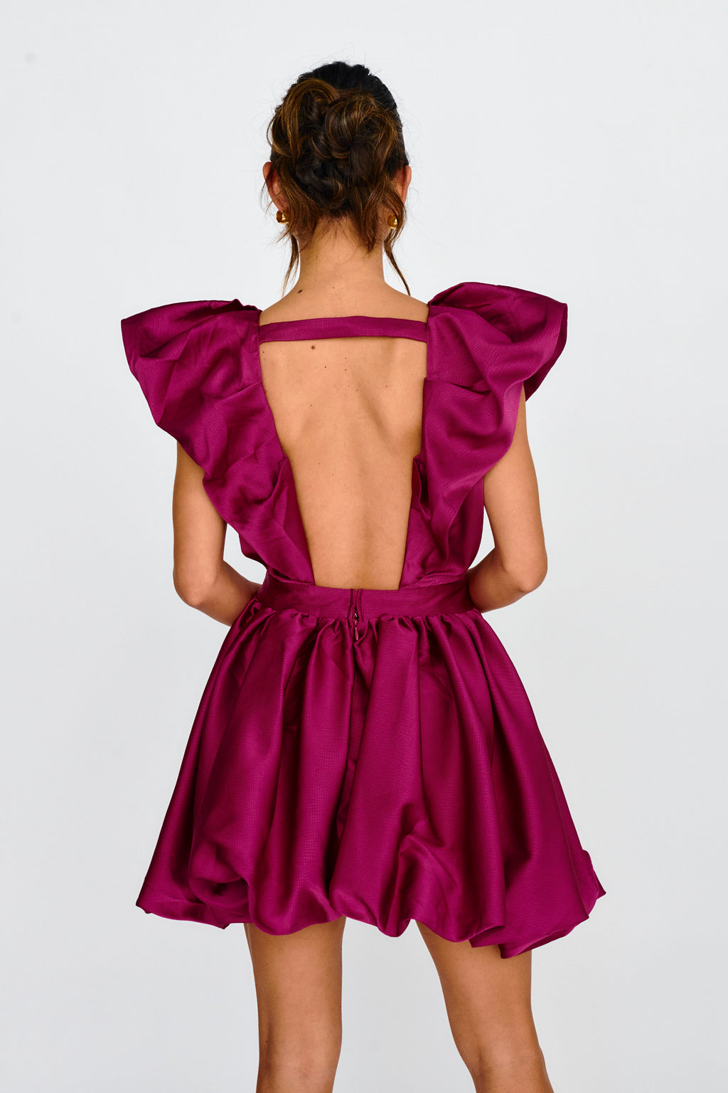 Hidden Heart Bubble Hem Mini Dress Magenta by Selfie Leslie