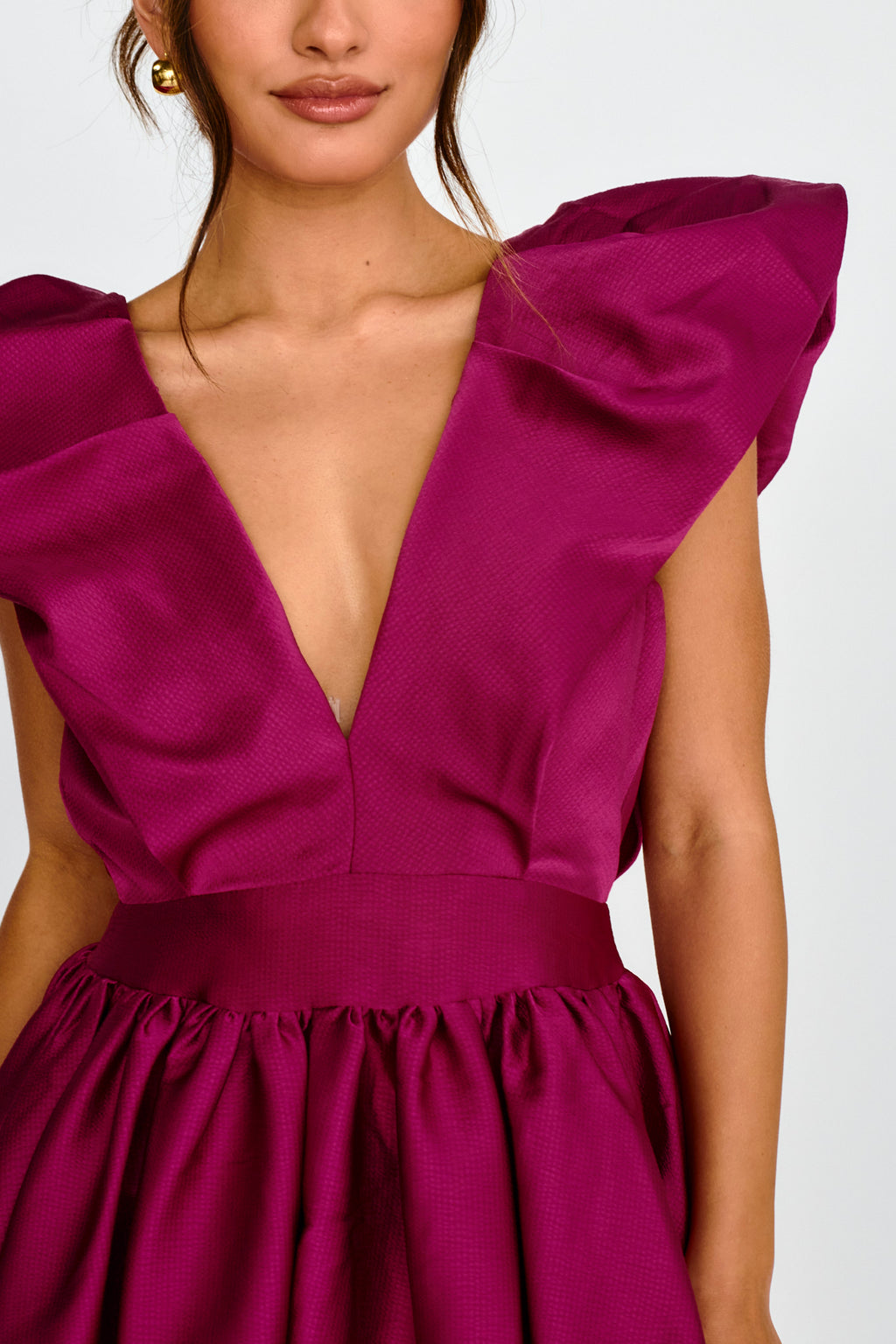 Hidden Heart Bubble Hem Mini Dress Magenta by Selfie Leslie