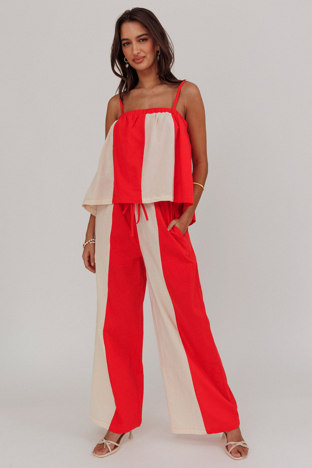 Dream Girl Contrast Wide Leg Pant Tomato Red by Selfie Leslie