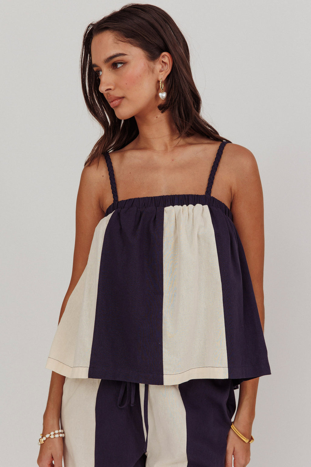 Dream Girl Braided Strap Contrast Top Midnight by Selfie Leslie