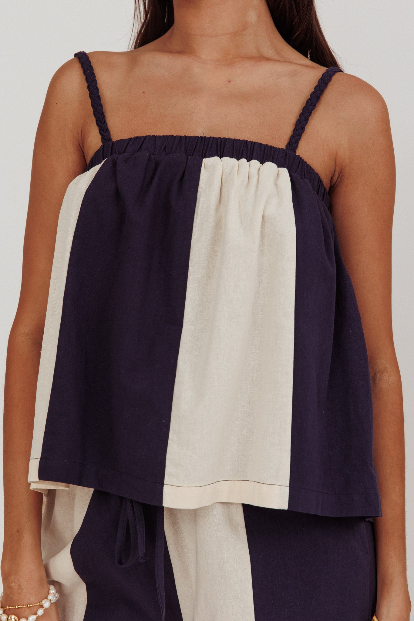 Dream Girl Braided Strap Contrast Top Midnight by Selfie Leslie