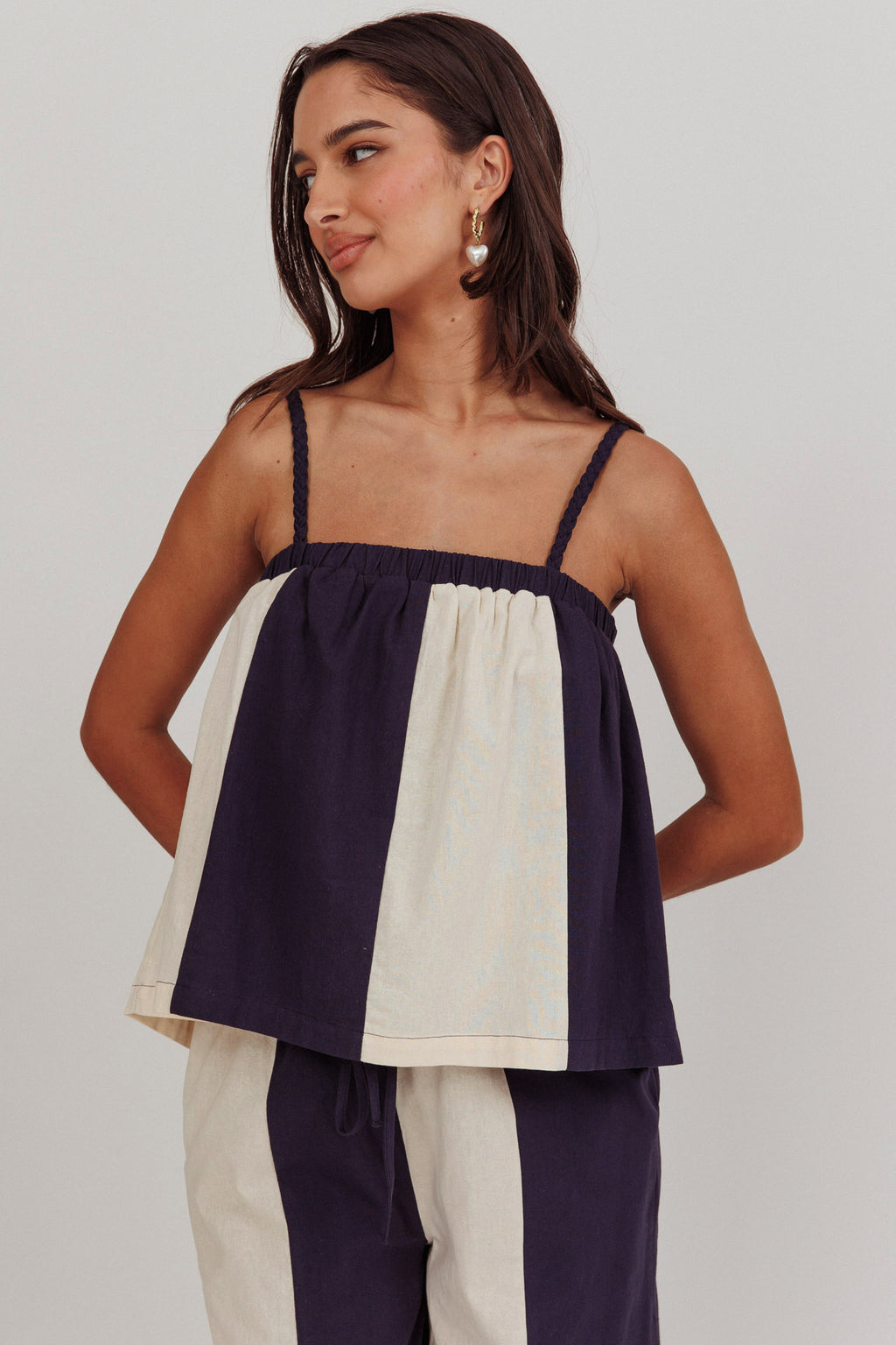 Dream Girl Braided Strap Contrast Top Midnight by Selfie Leslie