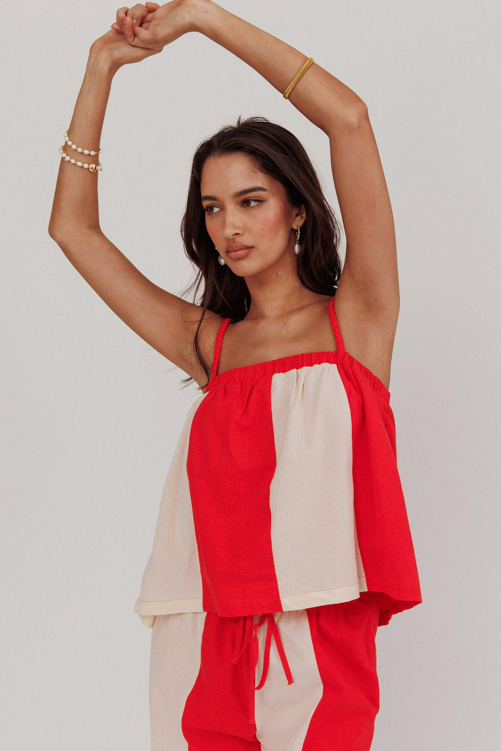 Dream Girl Braided Strap Contrast Top Tomato Red by Selfie Leslie