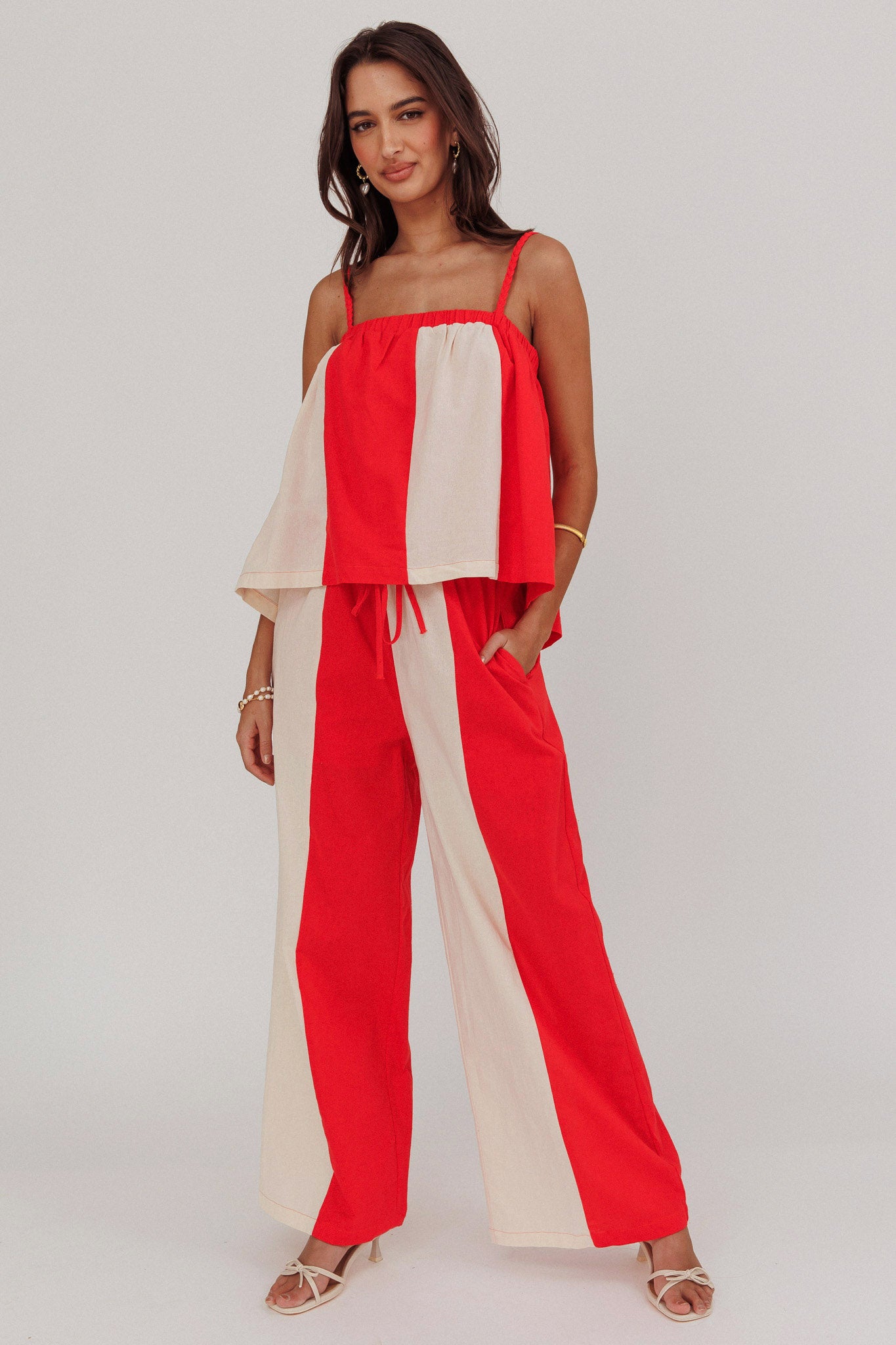 Dream Girl Braided Strap Contrast Top Tomato Red by Selfie Leslie