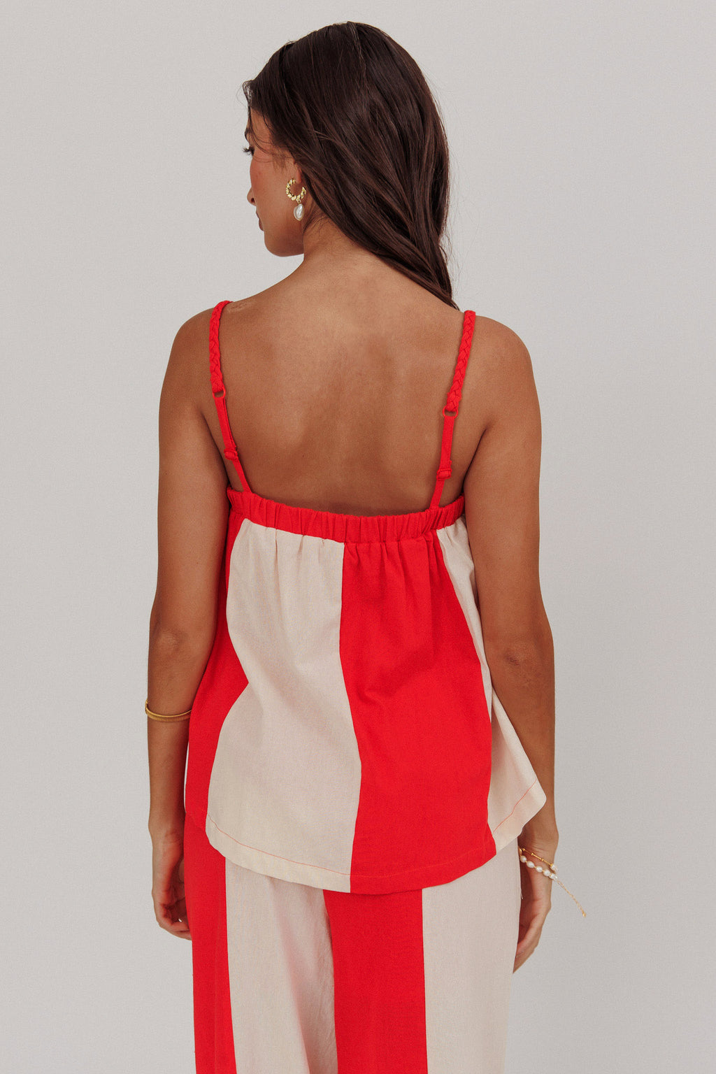 Dream Girl Braided Strap Contrast Top Tomato Red by Selfie Leslie