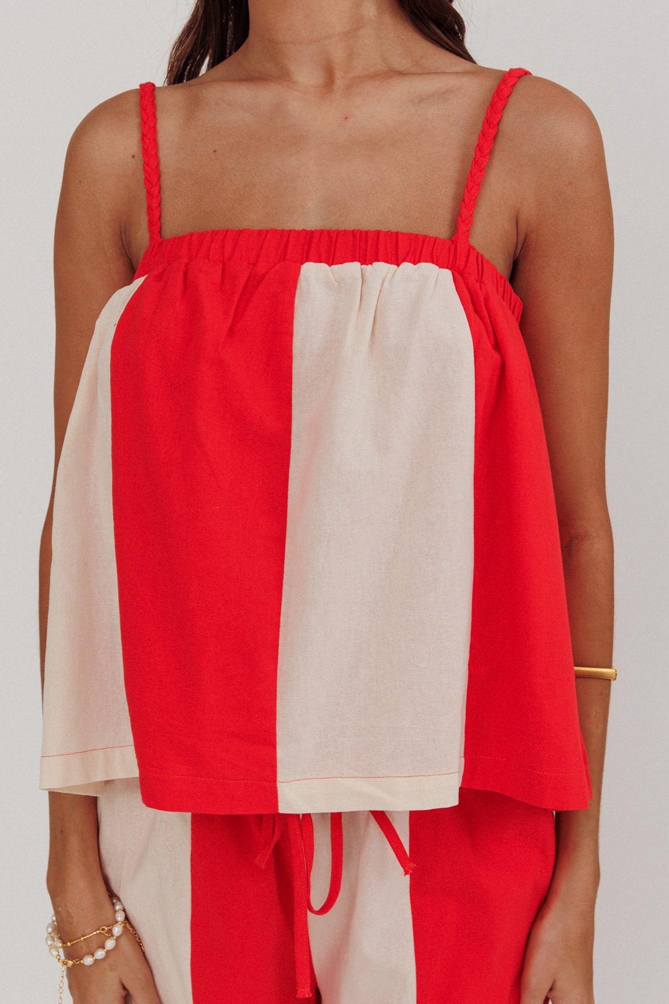 Dream Girl Braided Strap Contrast Top Tomato Red by Selfie Leslie
