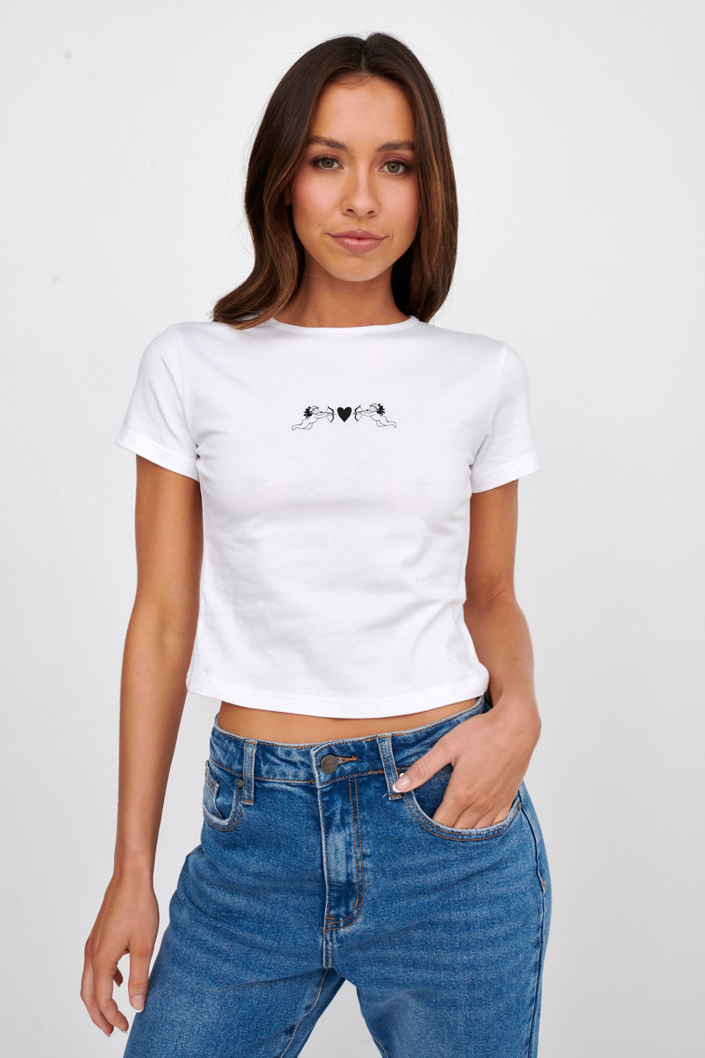 LIONESS Angels Baby Tee Porcelain by Selfie Leslie