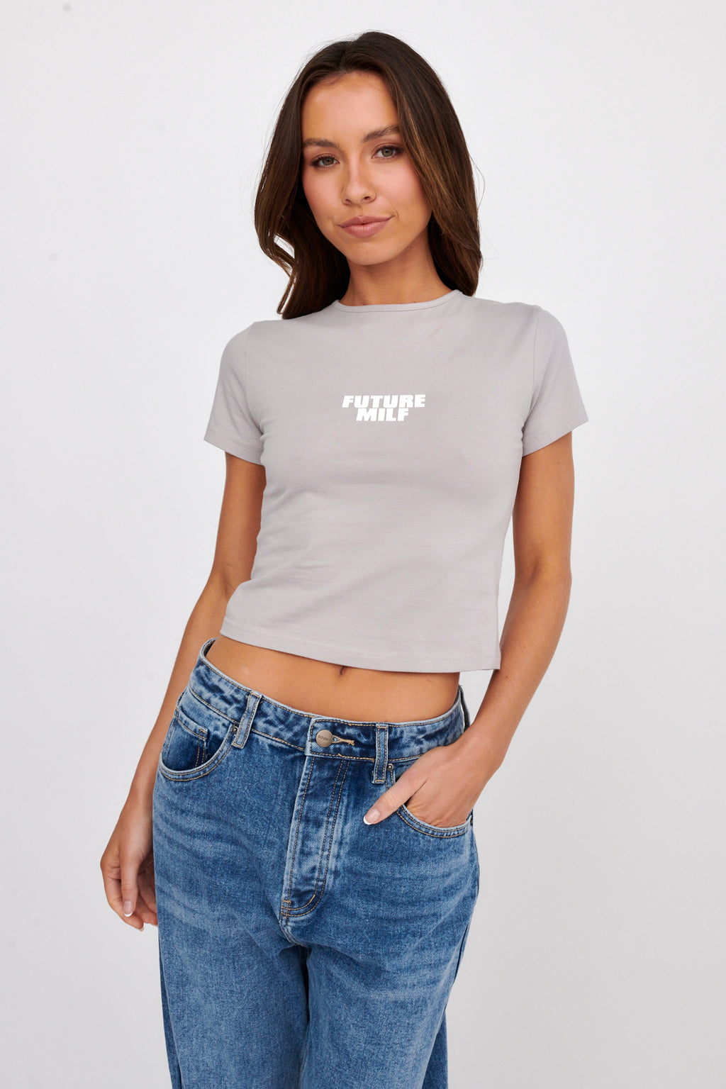 LIONESS Future Baby Tee Grey by Selfie Leslie
