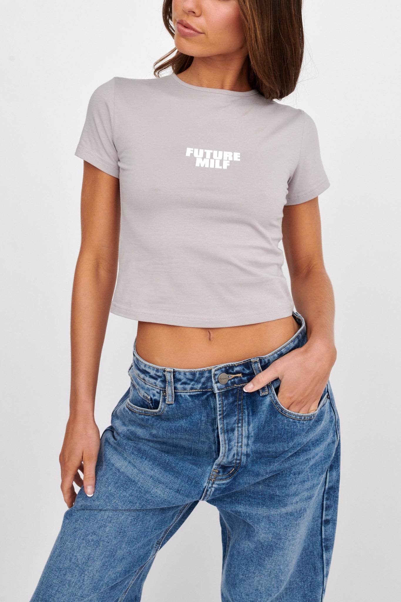 LIONESS Future Baby Tee Grey by Selfie Leslie