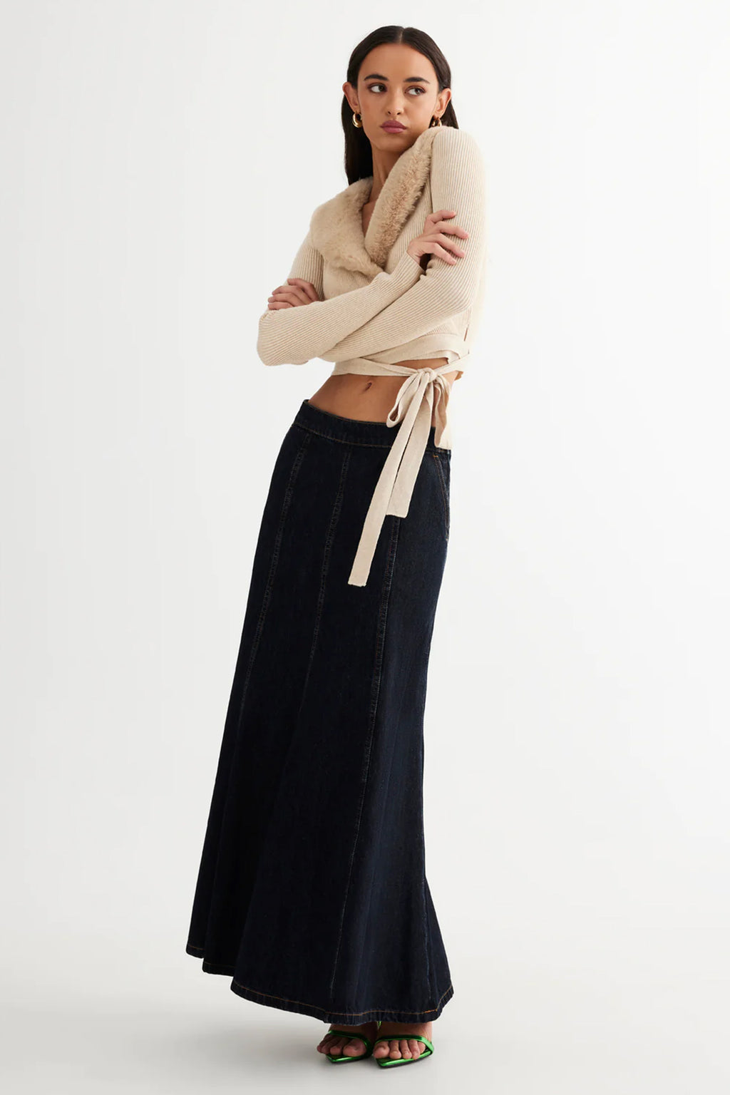 LIONESS Off Duty Wrap Top Beige by Selfie Leslie