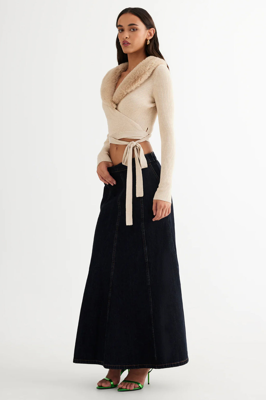 LIONESS Off Duty Wrap Top Beige by Selfie Leslie