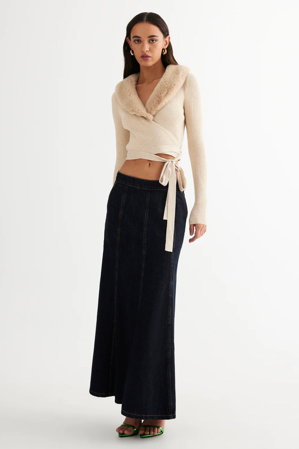 LIONESS Off Duty Wrap Top Beige by Selfie Leslie