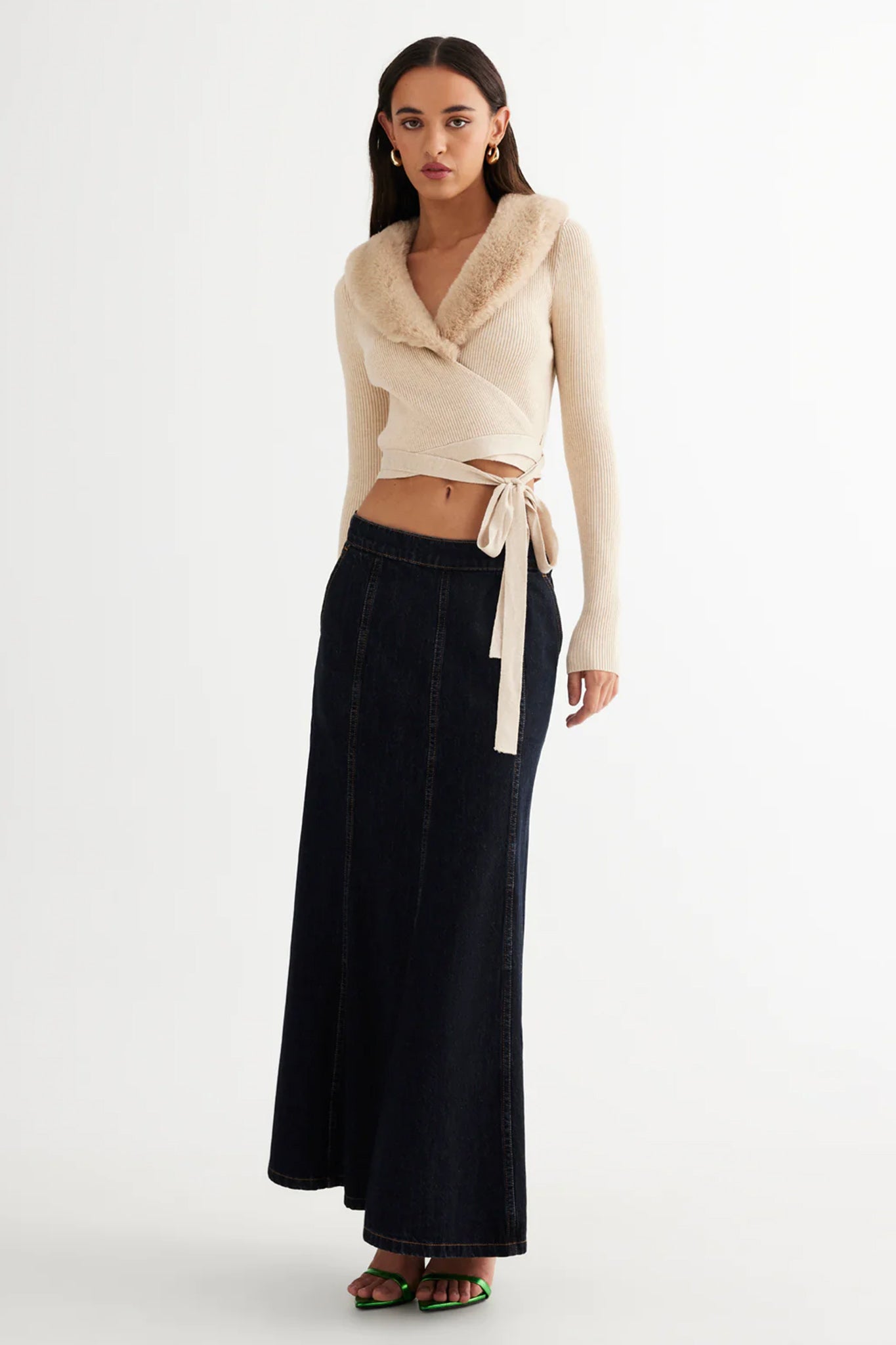 LIONESS Off Duty Wrap Top Beige by Selfie Leslie