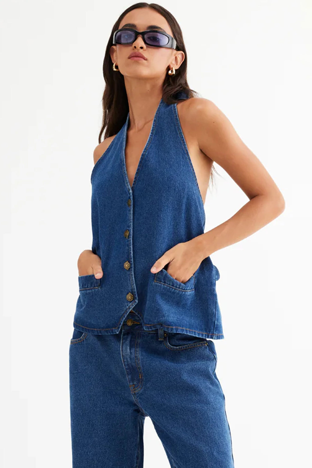 LIONESS Hills Halter Dark Denim by Selfie Leslie