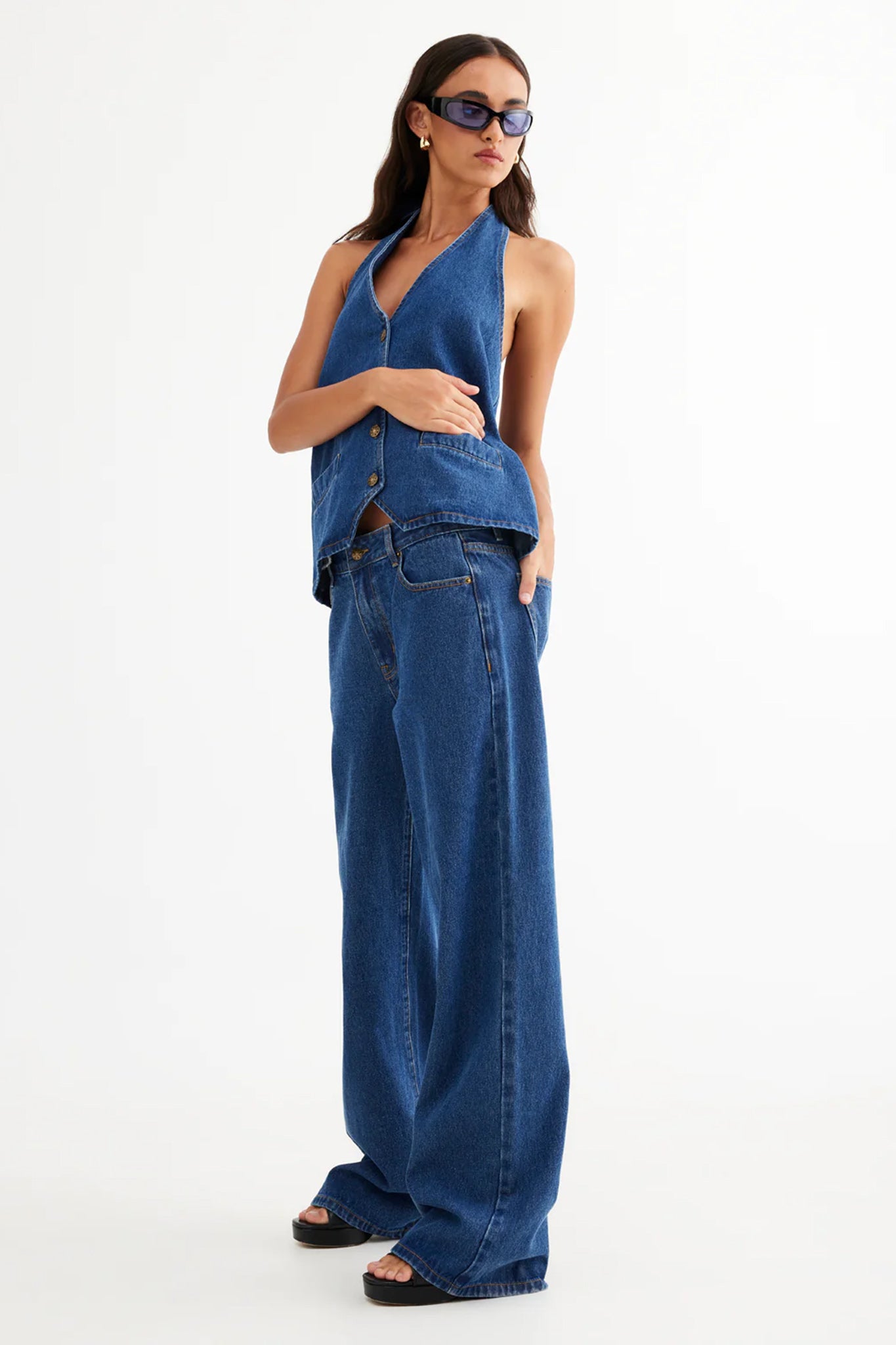 LIONESS Hills Halter Dark Denim by Selfie Leslie