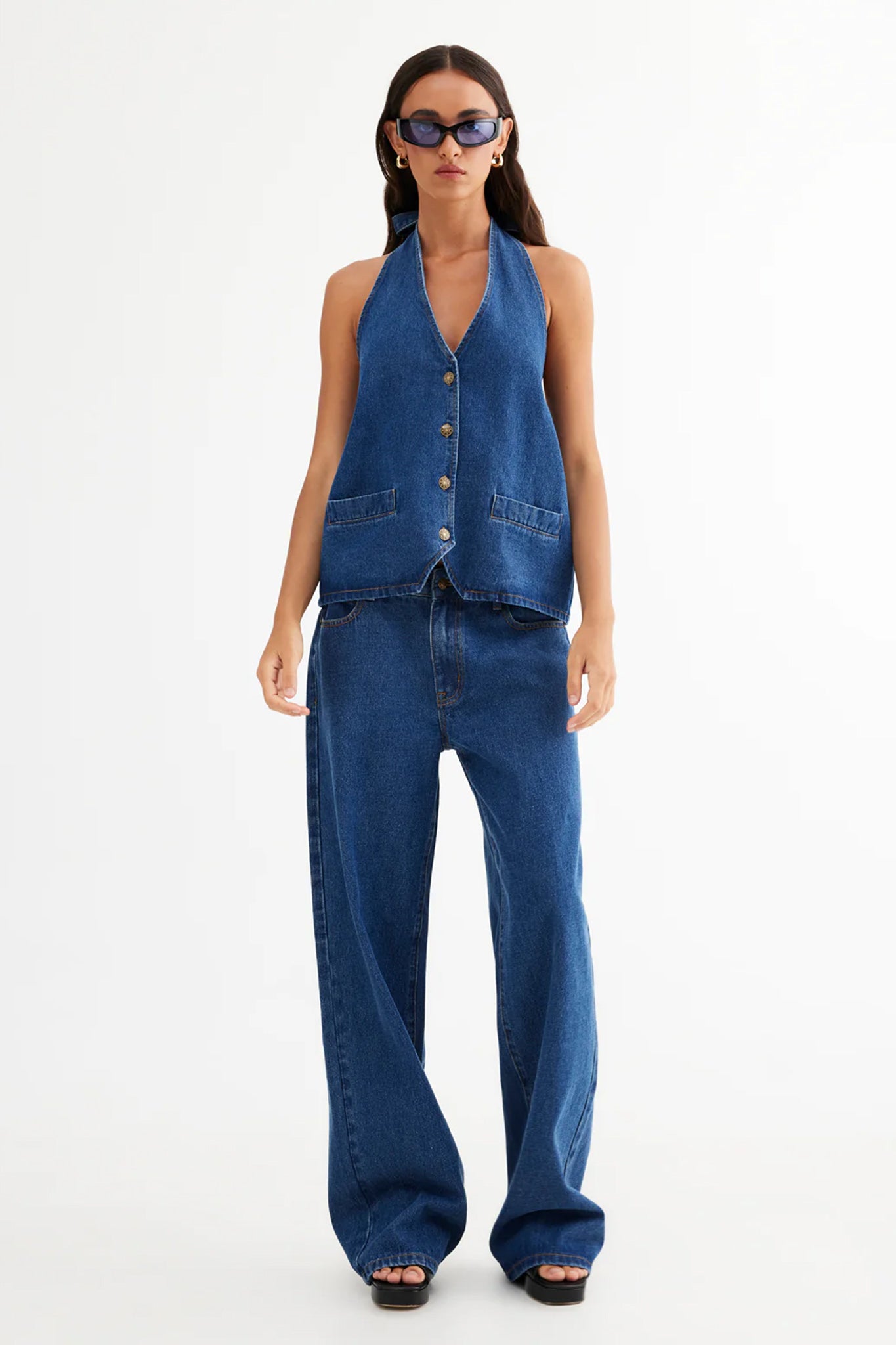 LIONESS Hills Halter Dark Denim by Selfie Leslie