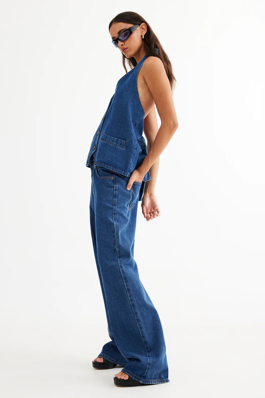 LIONESS Hills Halter Dark Denim by Selfie Leslie