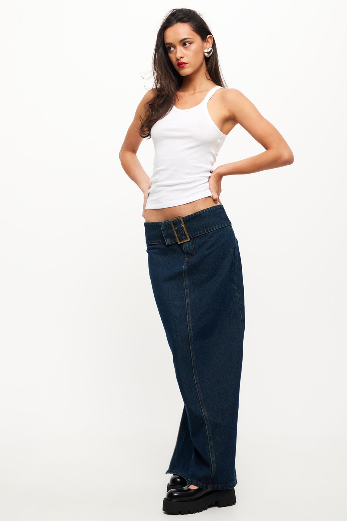 Lioness Uma Denim Midi Skirt Denim Blue by Selfie Leslie