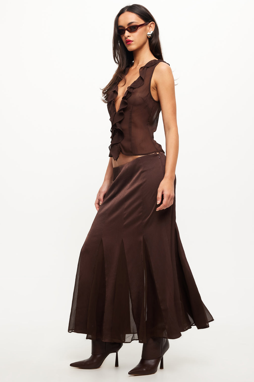 Lioness Rose Maxi Skirt Chocolate by Selfie Leslie