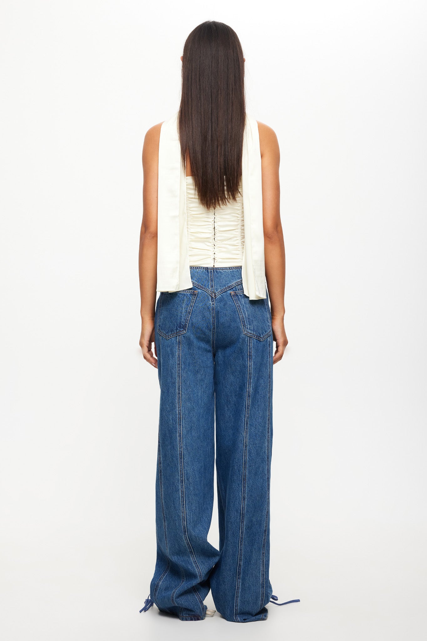 LIONESS Daydream Tie-Up Jeans Blue Denim | Selfie Leslie