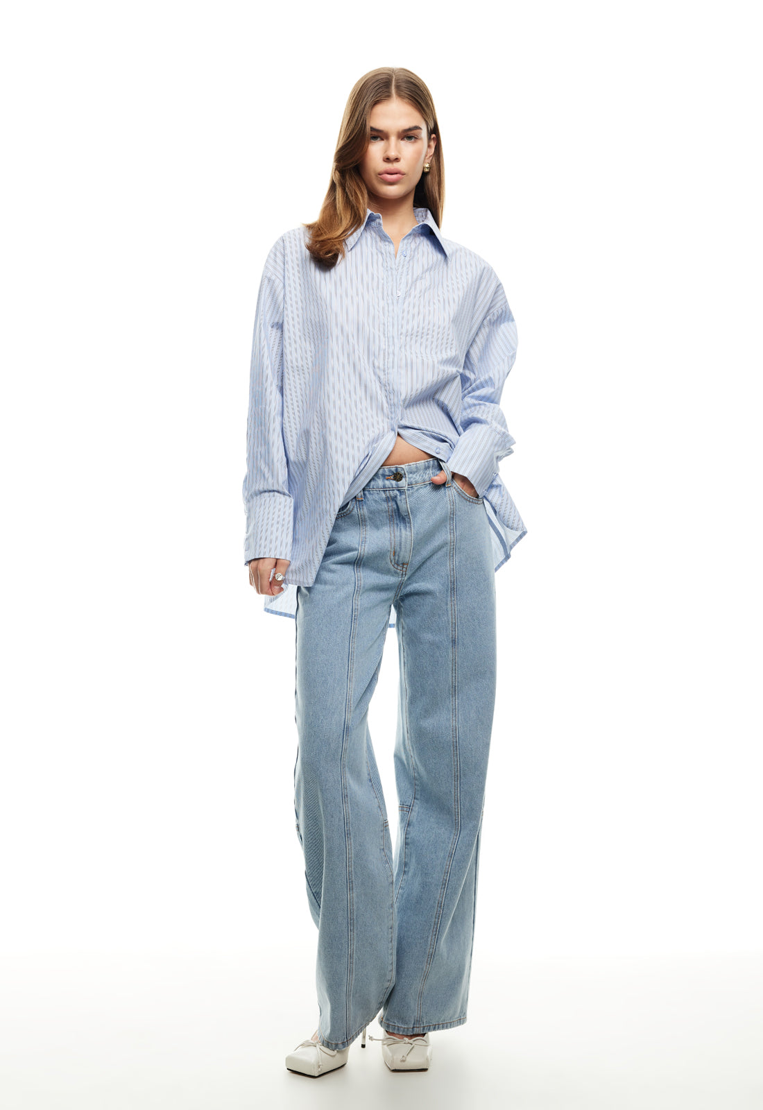 LIONESS Boyfriend Shirt Blue by Selfie Leslie