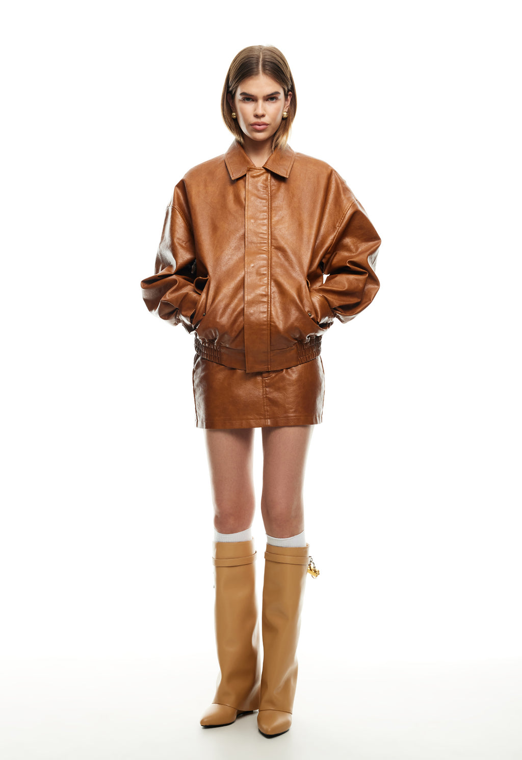 LIONESS Uma Mini Skirt Tan by Selfie Leslie