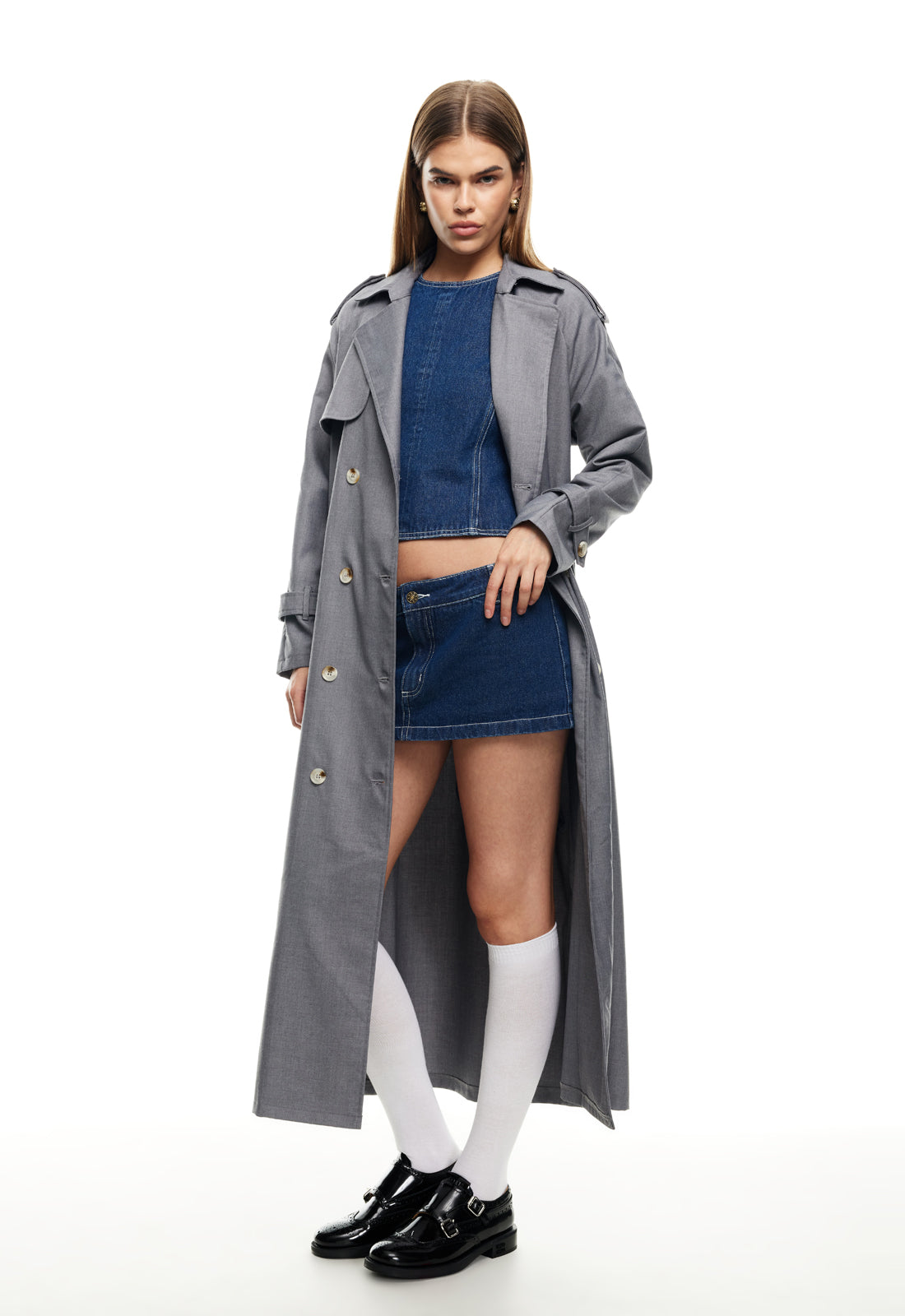 LIONESS Trencherous Coat Slate by Selfie Leslie