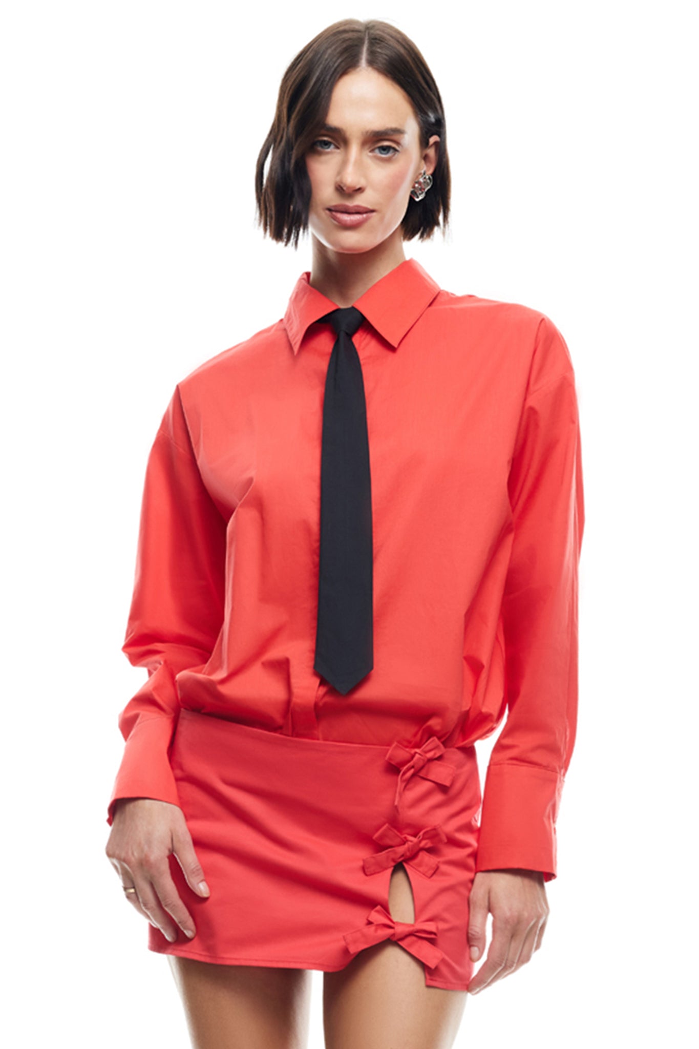 LIONESS VALENTINO TIE SHIRT CRIMSON by Selfie Leslie