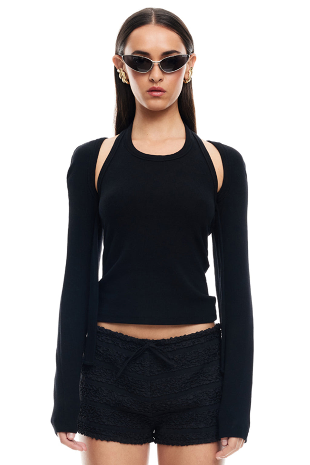 LIONESS Sculpted Long Sleeve Tank Onyx by Selfie Leslie