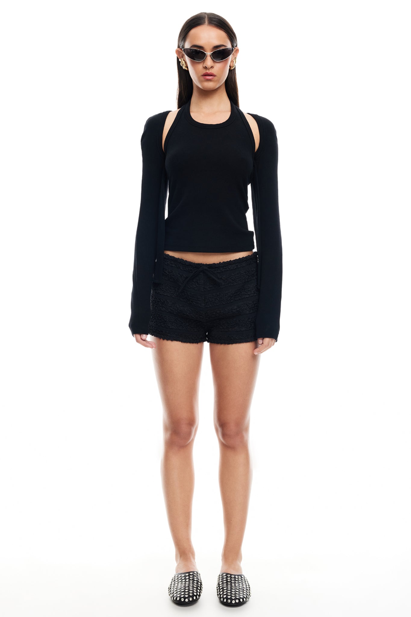 LIONESS Sculpted Long Sleeve Tank Onyx by Selfie Leslie