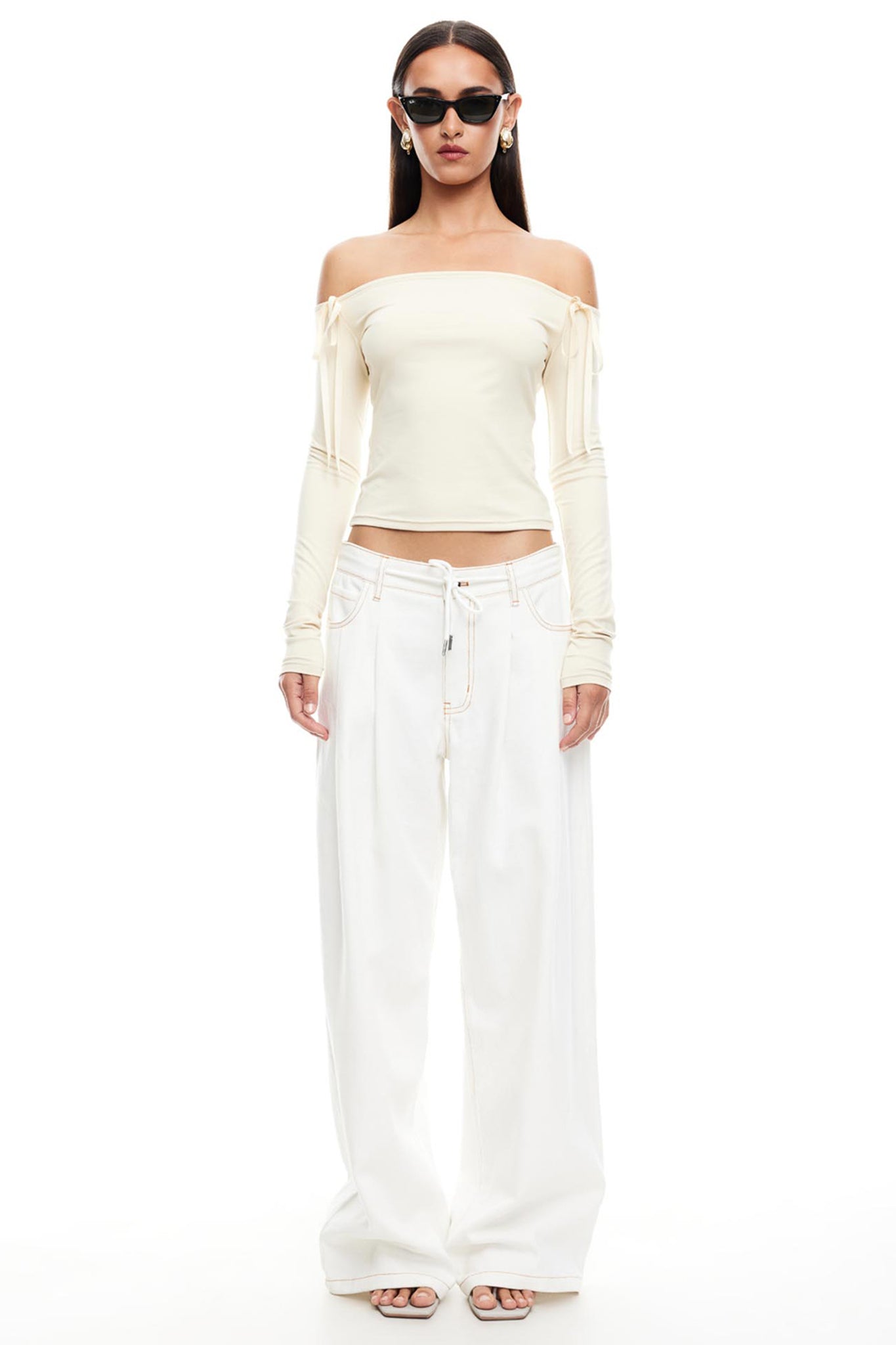 LIONESS Insightful Off Shoulder Top Ivory by Selfie Leslie